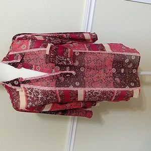 New York & Company Patchwork Sheer Blouse